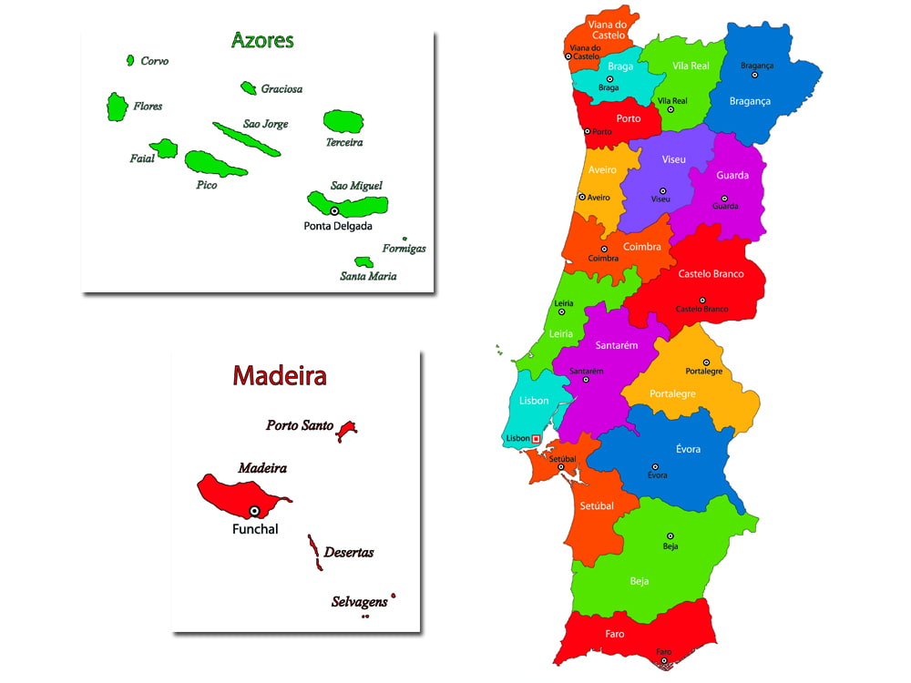 Mapa Portugal ciudades